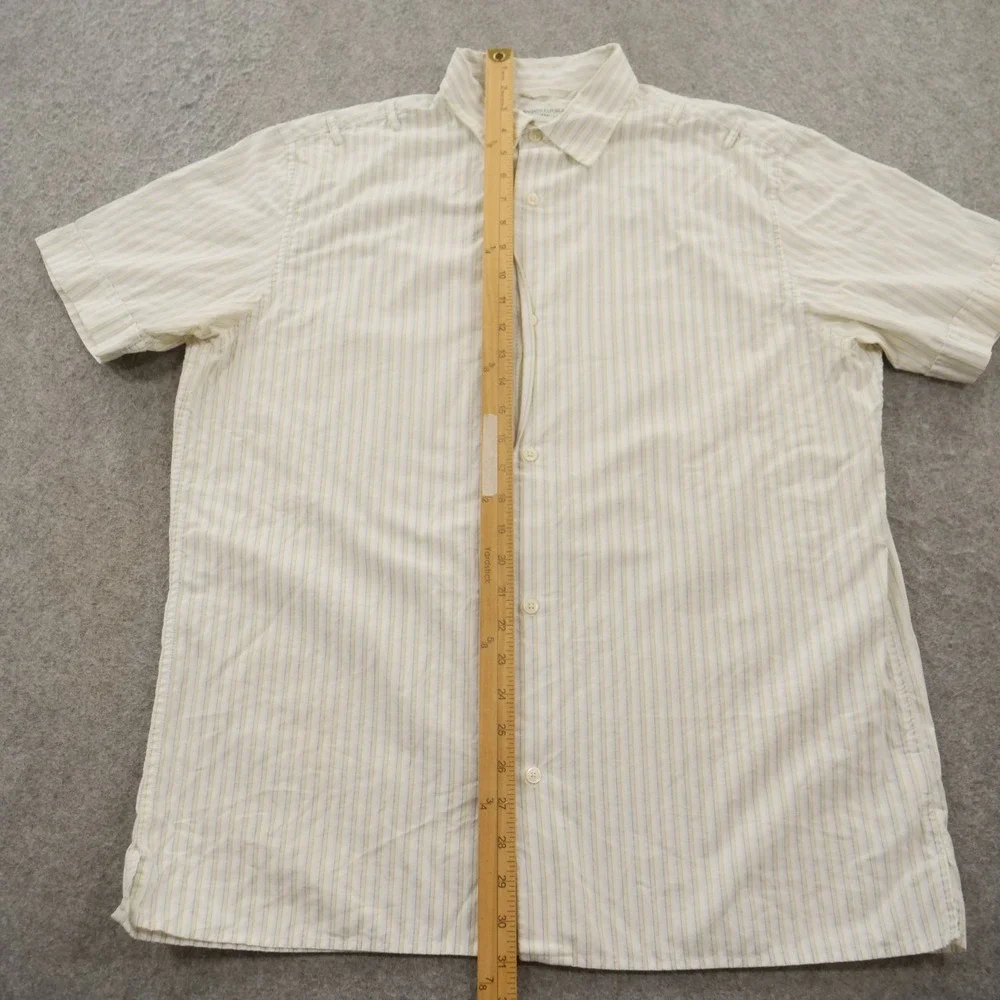 Banana Republic Shirt Mens Large 16.5 Beige Button Long Sleeve Cotton Striped